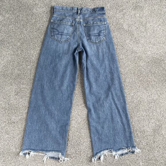 American Eagle Super High-Rise Baggy Wide Leg Jeans Women’s Blue Size 4 Regular - Picture 2 of 11
